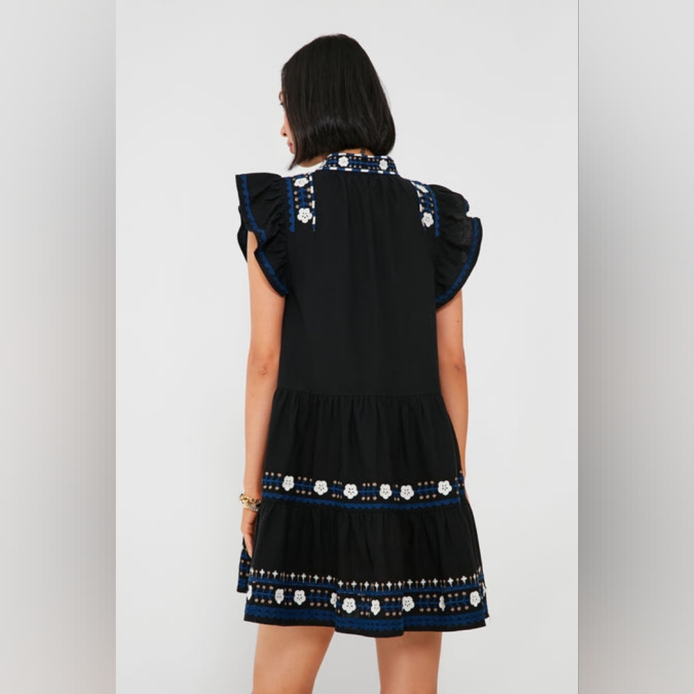 Sea New York Navy Embroidery Flutter Sleeve Mini Dress Sz L NWT - Picture 6 of 9